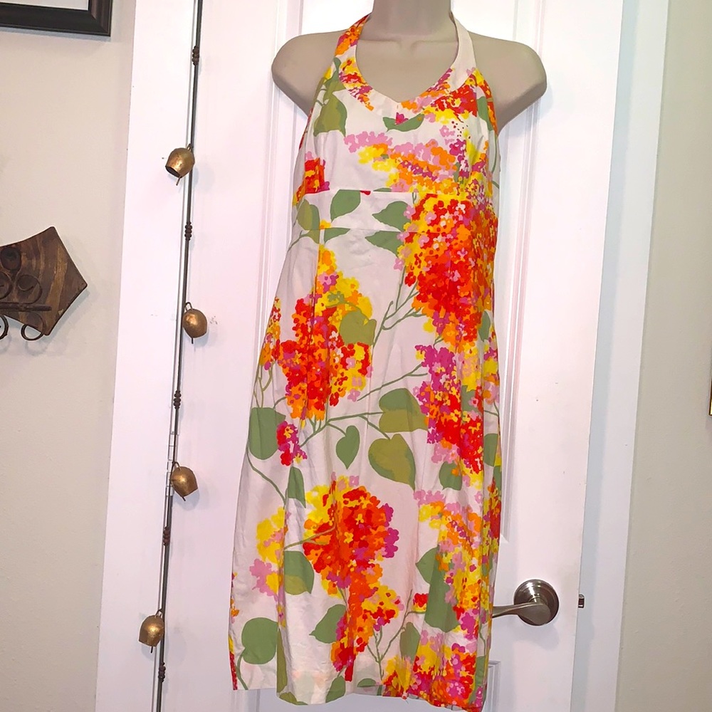 Boden Floral Sleeveless Halter Dress
